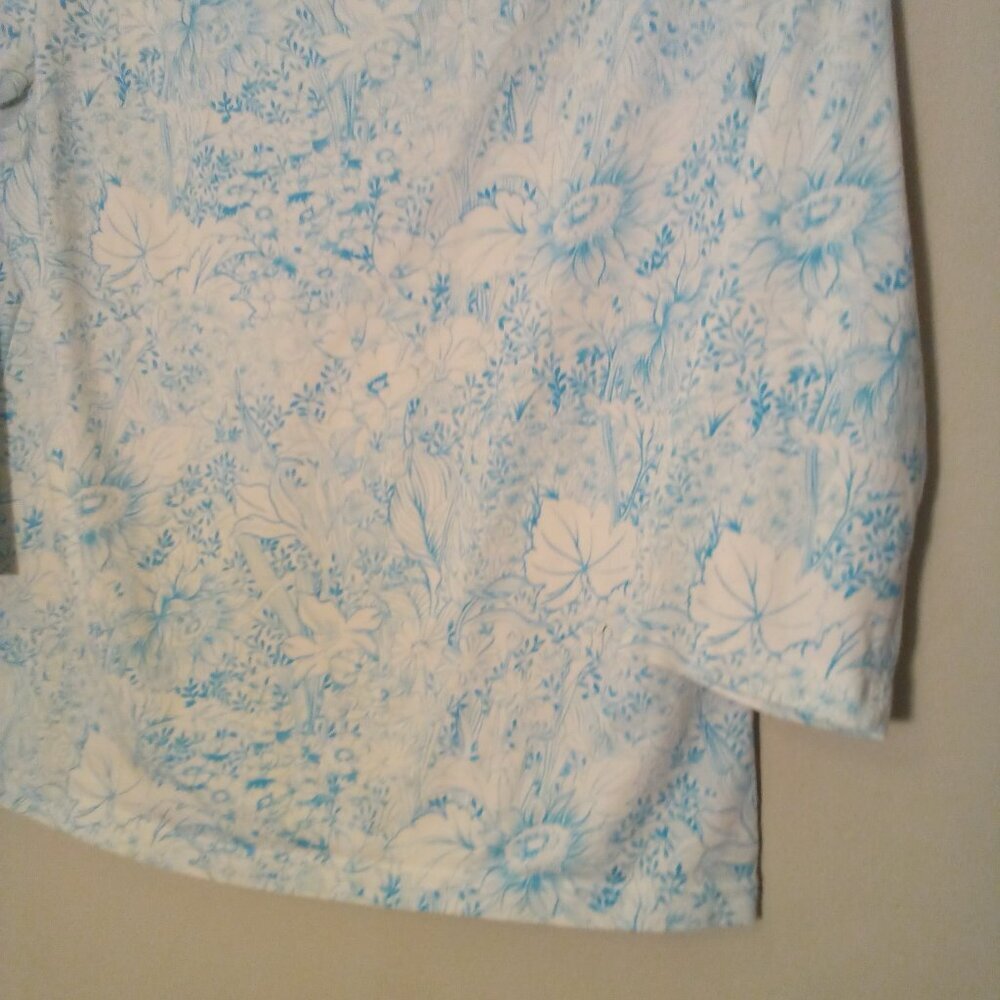 Talbots Shirt Women M 3/4 Sleeve Soft Stretch Pattern Blue White - Picture 5 of 15